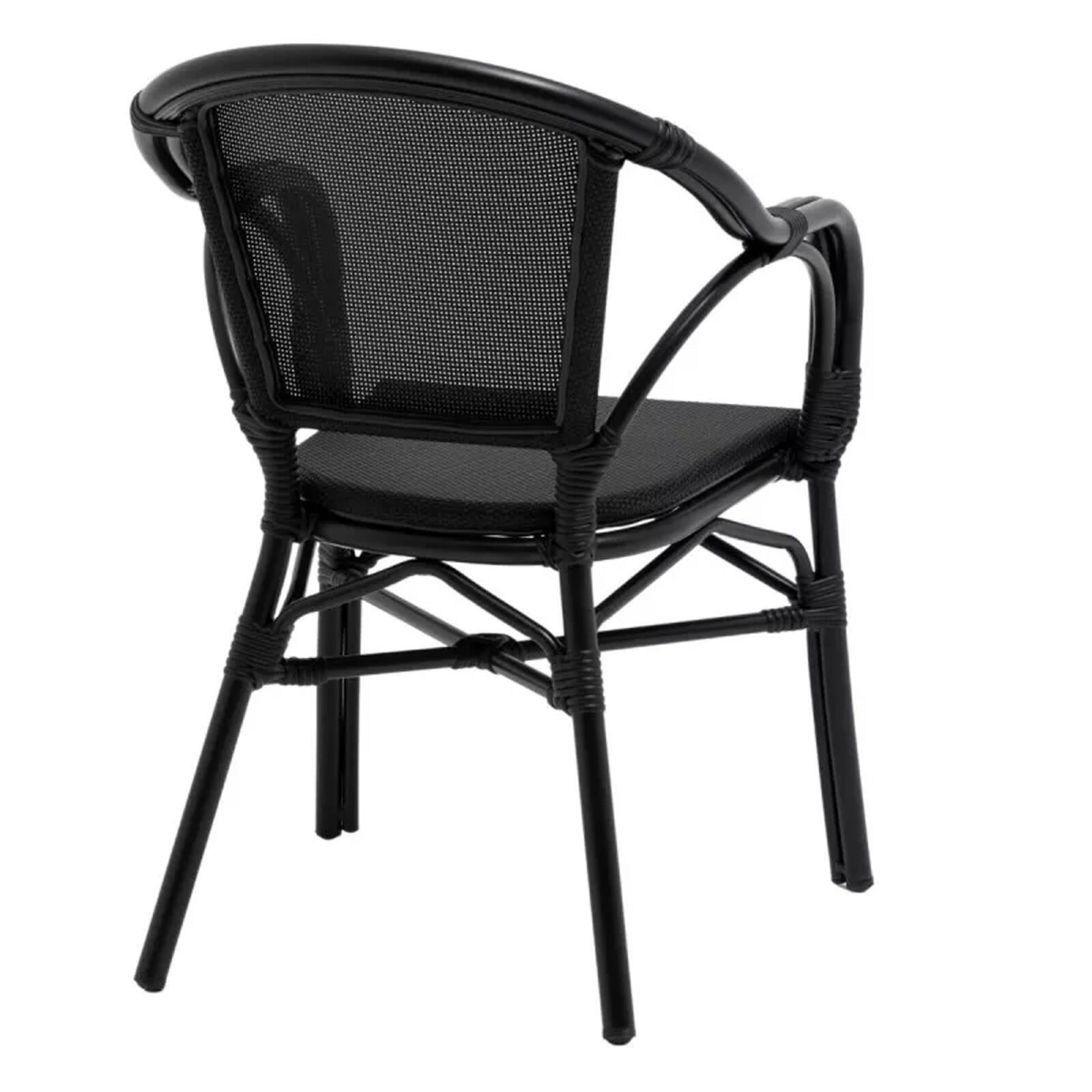 Chaise bistrot parisien en aluminum et rotin synthétique avec accoudoirs