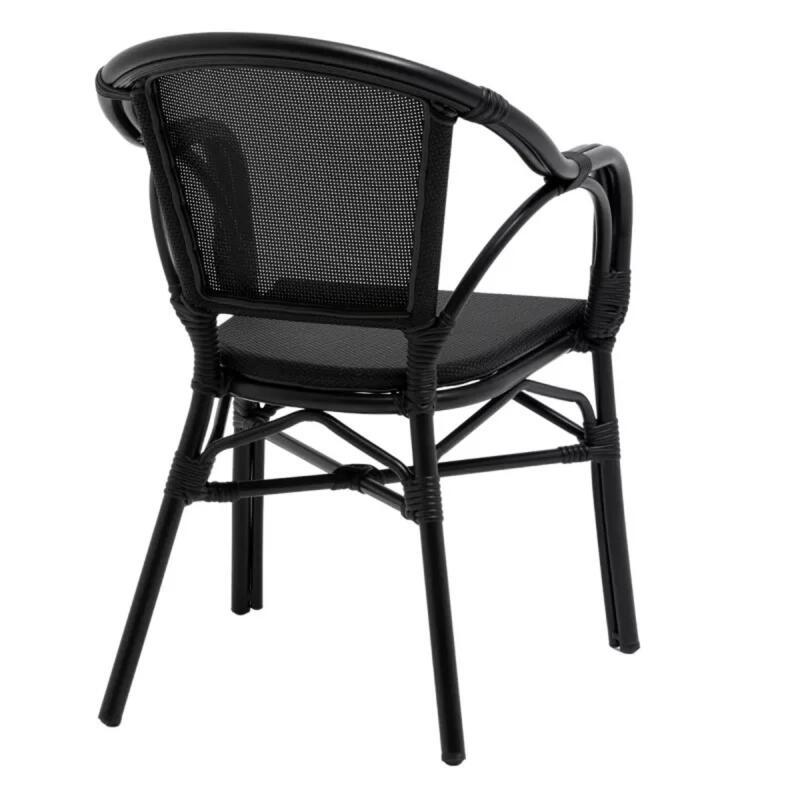 Chaise bistrot parisien en aluminum et rotin synthétique avec accoudoirs