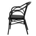Chaise bistrot parisien en aluminum et rotin synthétique avec accoudoirs