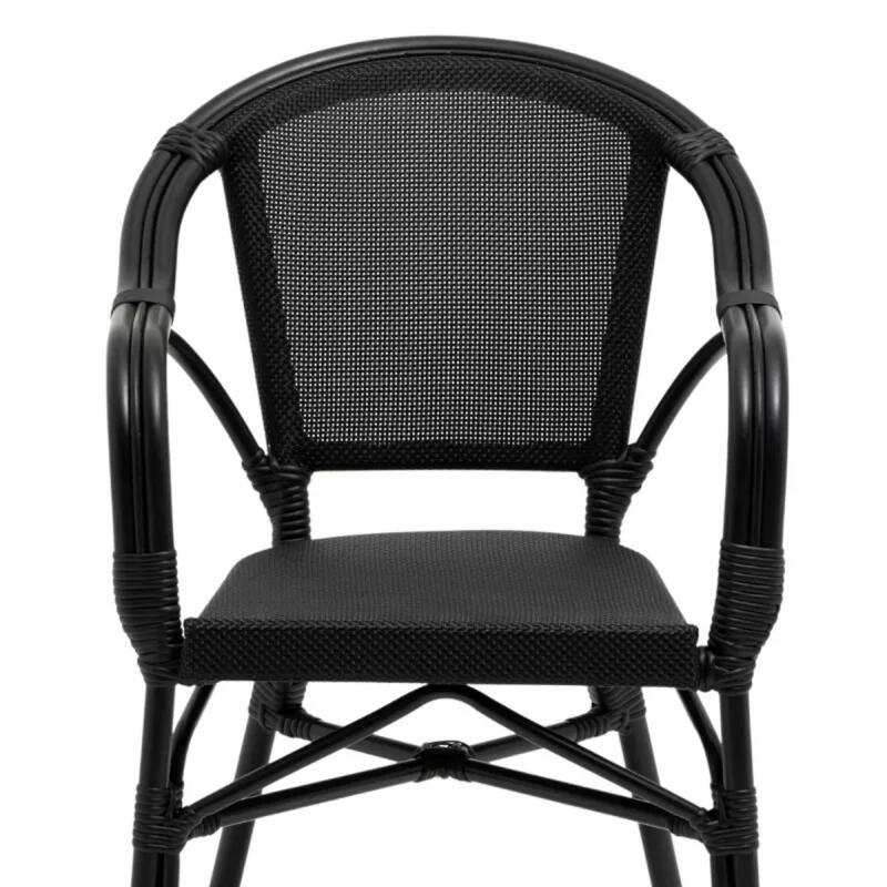Chaise bistrot parisien en aluminum et rotin synthétique avec accoudoirs (2/4)