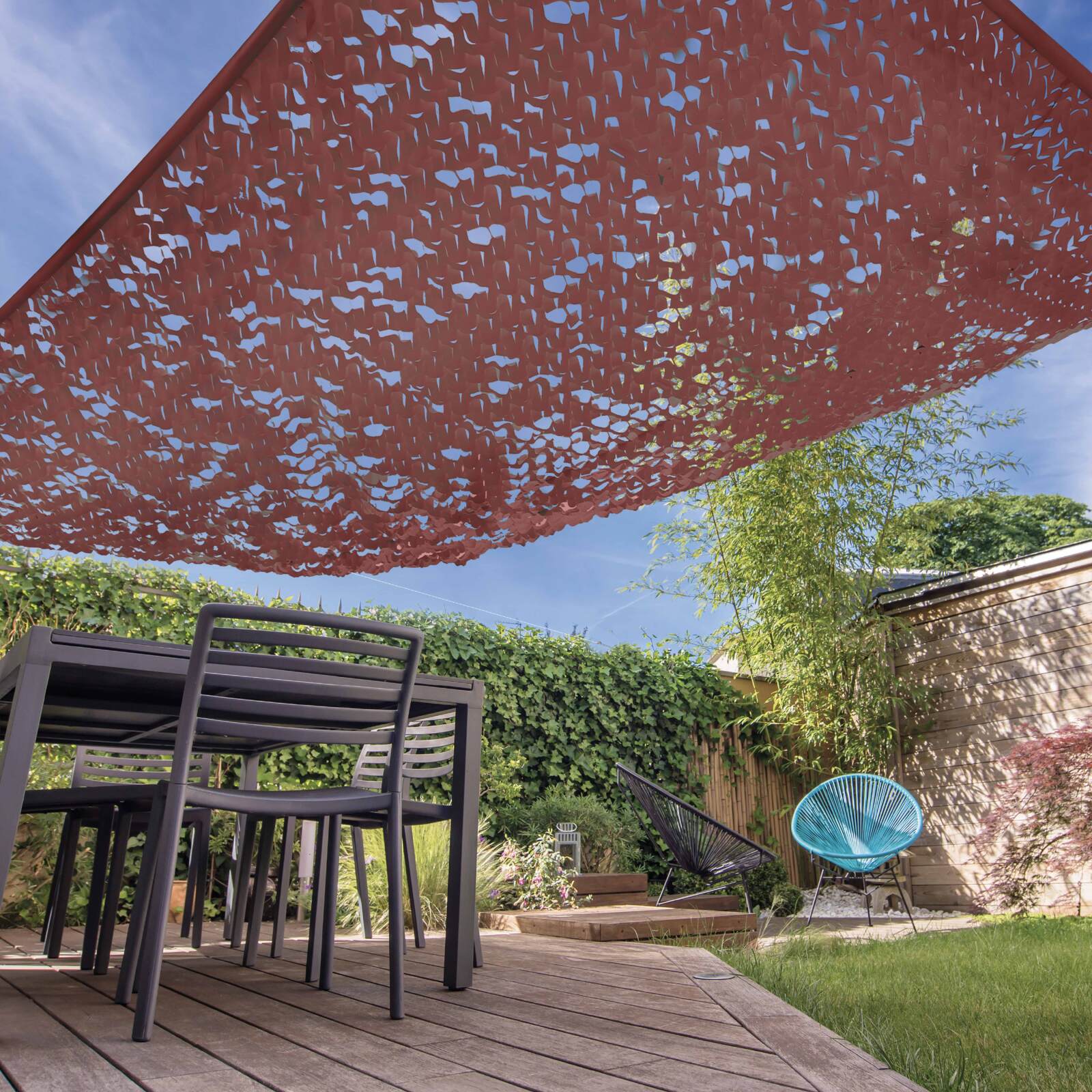 Voile d'ombrage camouflage réversible 3x4m