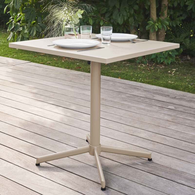 Table de restaurant carrée inclinalble en métal 4 personnes 70x70 cm
