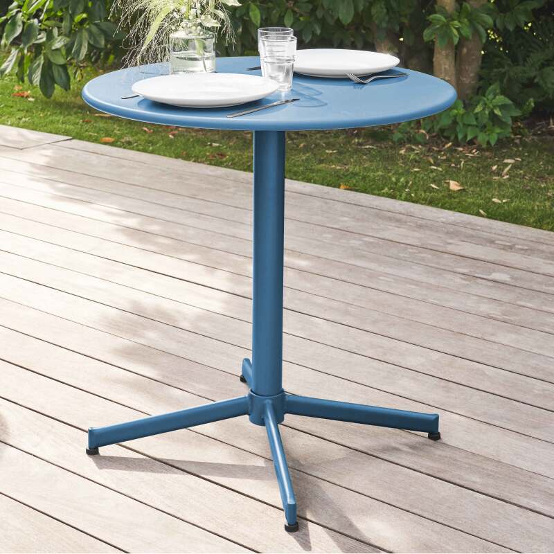 Table de restaurant bistrot ronde inclinable en métal 4 personnes Ø70x72 cm 