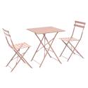 Table de terrasse bistrot carrée pliante en métal 60x60 cm et 2 chaises pliantes