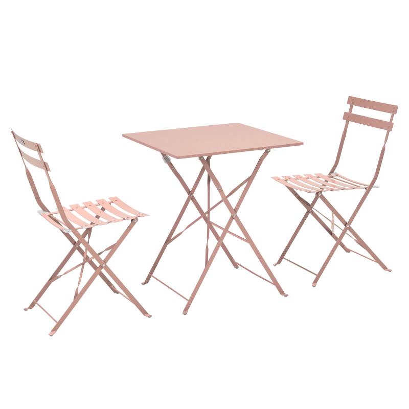 Table de terrasse bistrot carrée pliante en métal 60x60 cm et 2 chaises pliantes