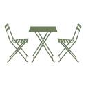 Table de terrasse bistrot carrée pliante en métal 60x60 cm et 2 chaises pliantes