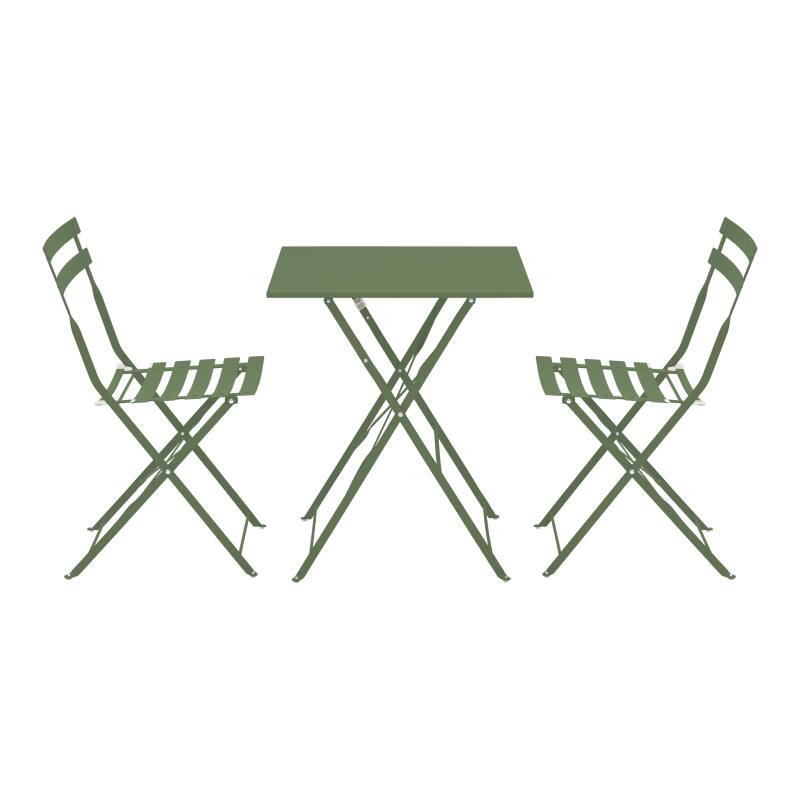 Table de terrasse bistrot carrée pliante en métal 60x60 cm et 2 chaises pliantes (2/7)