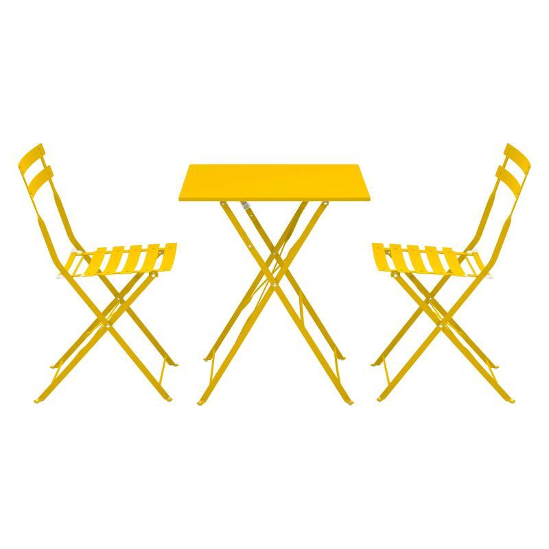 Table de terrasse bistrot carrée pliante en métal 60x60 cm et 2 chaises pliantes (2/7)