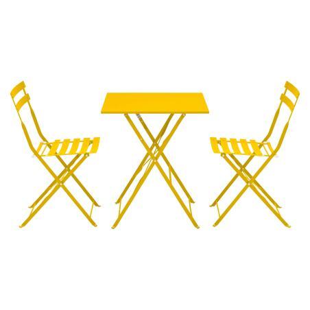 Table de terrasse bistrot carrée pliante en métal 60x60 cm et 2 chaises pliantes (2/7)