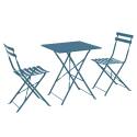 Table de terrasse bistrot carrée pliante en métal 60x60 cm et 2 chaises pliantes