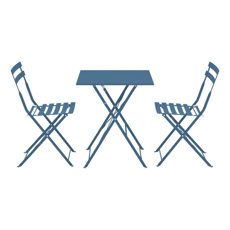 Table de terrasse bistrot carrée pliante en métal 60x60 cm et 2 chaises pliantes (2/7)