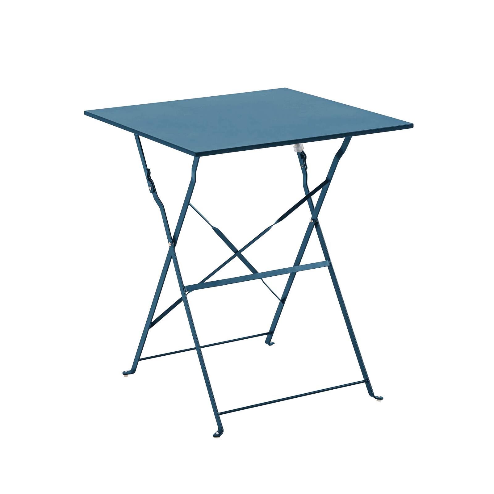 Table de terrasse bistrot carrée pliante en métal 60x60 cm et 2 chaises pliantes