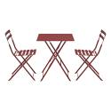 Table de terrasse bistrot carrée pliante en métal 60x60 cm et 2 chaises pliantes