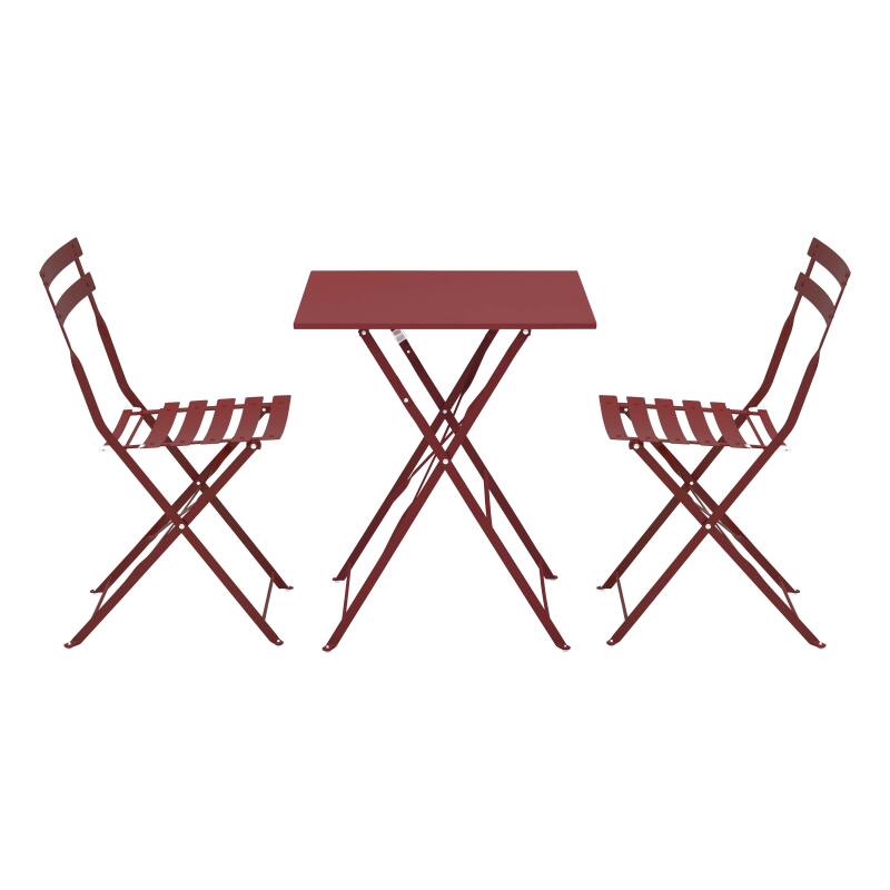 Table de terrasse bistrot carrée pliante en métal 60x60 cm et 2 chaises pliantes (2/7)