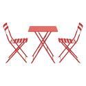 Table de terrasse bistrot carrée pliante en métal 60x60 cm et 2 chaises pliantes