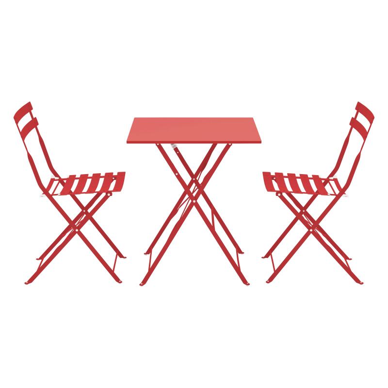 Table de terrasse bistrot carrée pliante en métal 60x60 cm et 2 chaises pliantes (2/7)