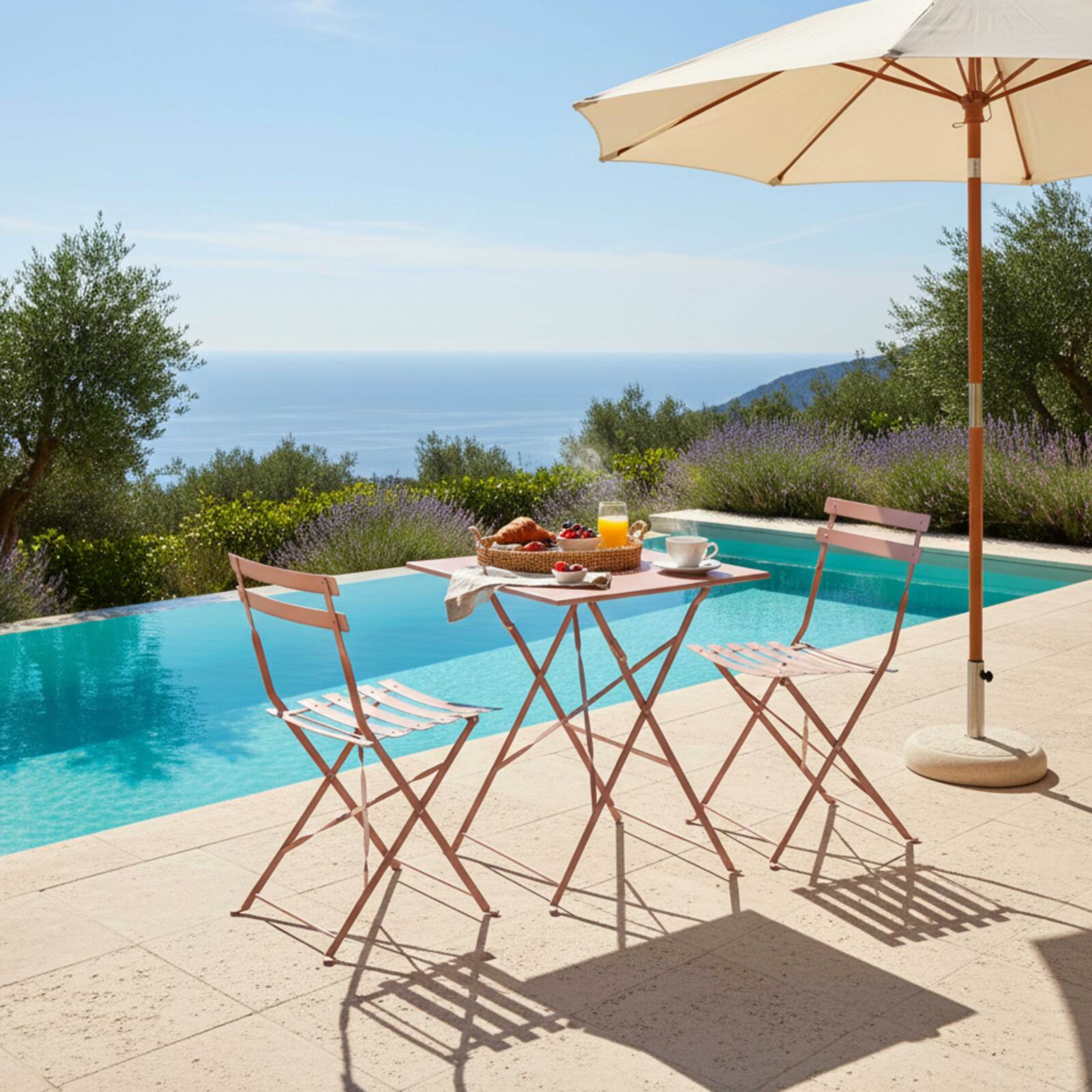 Table de terrasse bistrot carrée pliante en métal 60x60 cm et 2 chaises pliantes