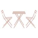 Table de terrasse bistrot carrée pliante en métal 60x60 cm et 2 chaises pliantes