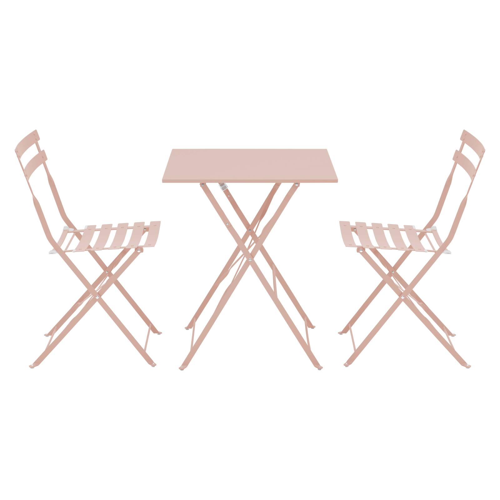 Table de terrasse bistrot carrée pliante en métal 60x60 cm et 2 chaises pliantes