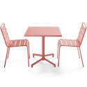 Table de terrasse bistrot carrée inclinable en métal 70x70 cm et 2 chaises