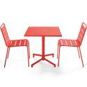 Table de terrasse bistrot carrée inclinable en métal 70x70 cm et 2 chaises