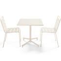 Table de terrasse bistrot carrée inclinable en métal 70x70 cm et 2 chaises