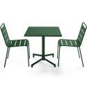 Table de terrasse bistrot carrée inclinable en métal 70x70 cm et 2 chaises