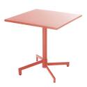 Table de terrasse de restaurant bistrot carrée inclinable en métal avec pied encastrable 70x70 cm et 2 chaises avec accoudoirs