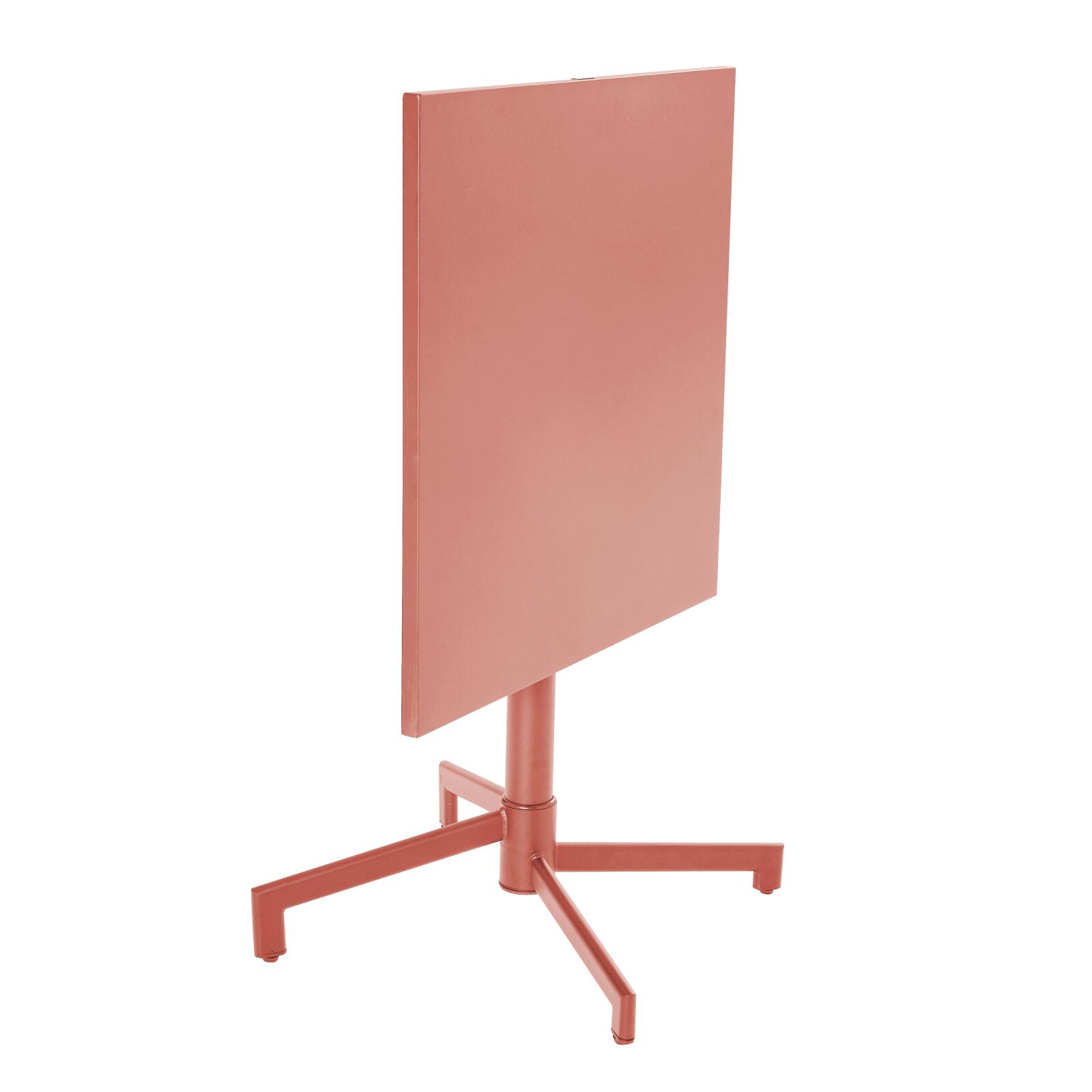 Table de terrasse de restaurant bistrot carrée inclinable en métal avec pied encastrable 70x70 cm et 2 chaises avec accoudoirs