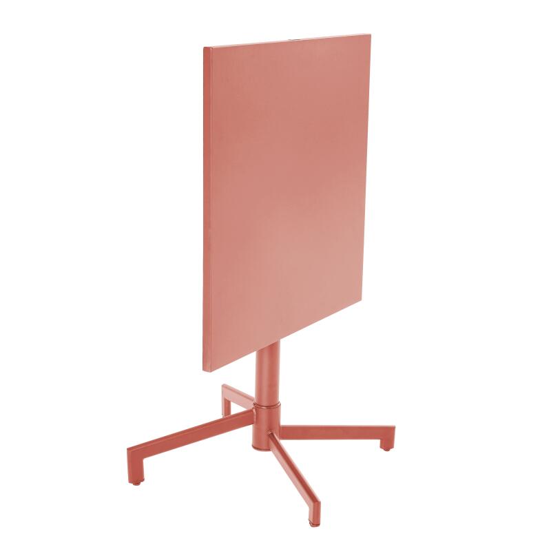 Table de terrasse de restaurant bistrot carrée inclinable en métal avec pied encastrable 70x70 cm et 2 chaises avec accoudoirs (2/7)