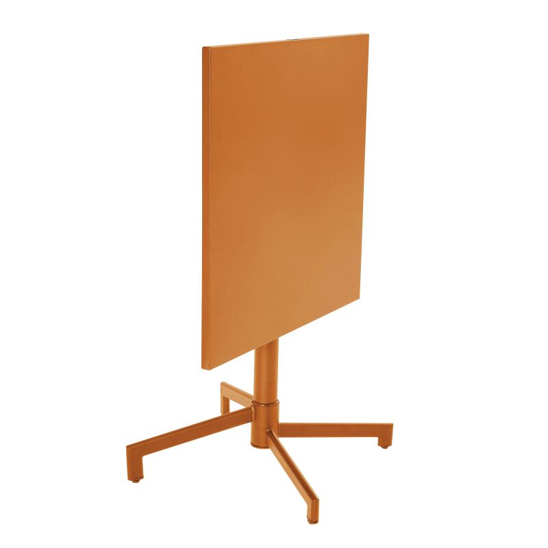 Table de terrasse de restaurant bistrot carrée inclinable en métal avec pied encastrable 70x70 cm et 2 chaises avec accoudoirs (3/9)