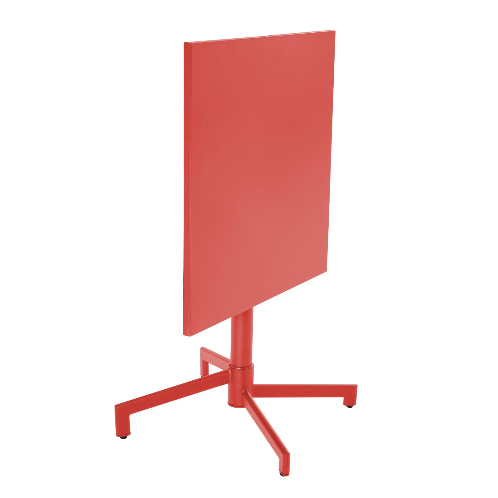 Table de terrasse de restaurant bistrot carrée inclinable en métal avec pied encastrable 70x70 cm et 2 chaises avec accoudoirs