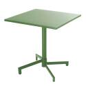 Table de terrasse de restaurant bistrot carrée inclinable en métal avec pied encastrable 70x70 cm et 2 chaises avec accoudoirs