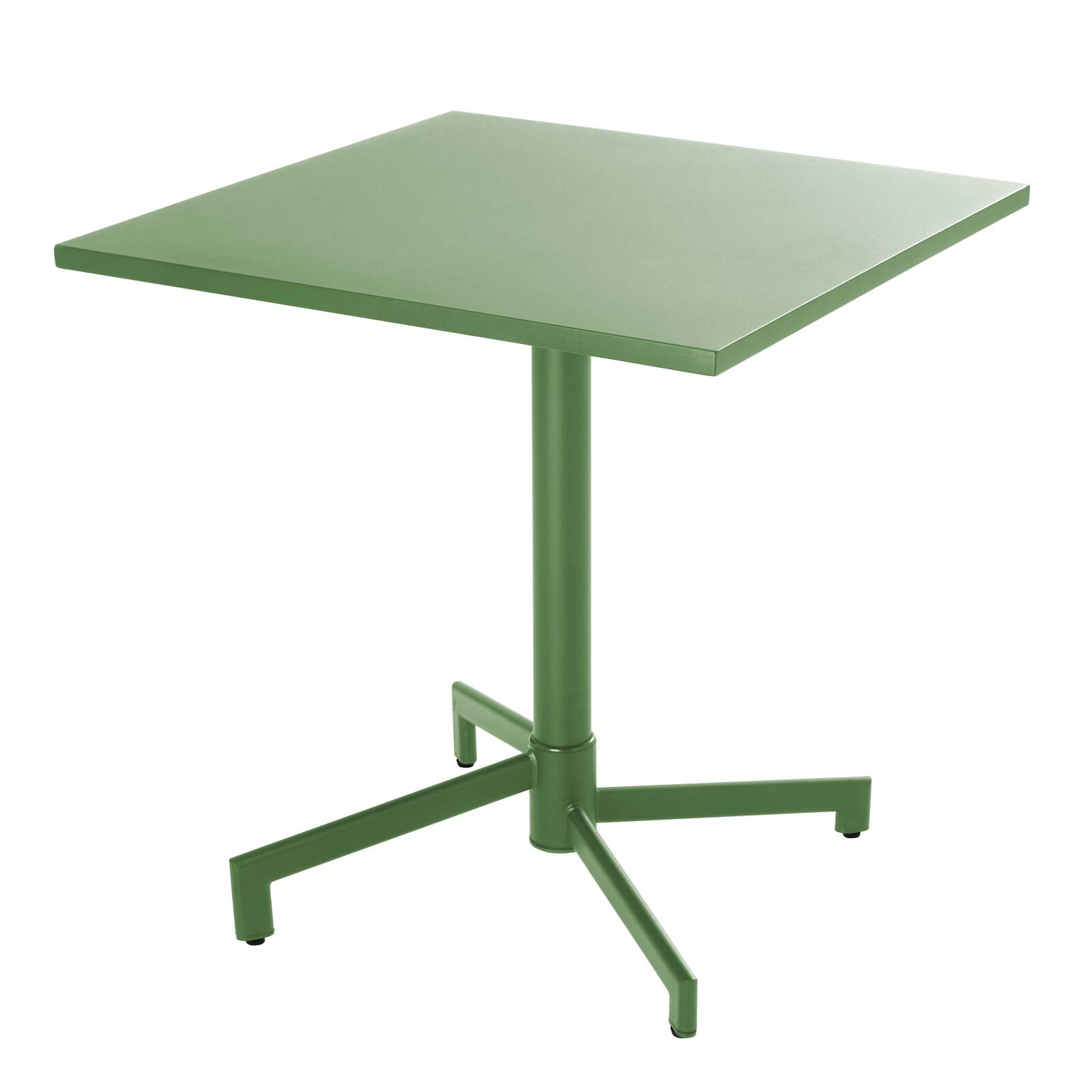 Table de terrasse de restaurant bistrot carrée inclinable en métal avec pied encastrable 70x70 cm et 2 chaises avec accoudoirs