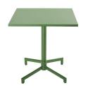 Table de terrasse de restaurant bistrot carrée inclinable en métal avec pied encastrable 70x70 cm et 2 chaises avec accoudoirs