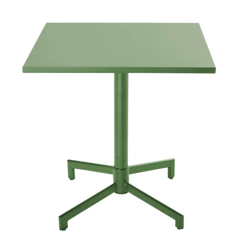 Table de terrasse de restaurant bistrot carrée inclinable en métal avec pied encastrable 70x70 cm et 2 chaises avec accoudoirs (2/8)