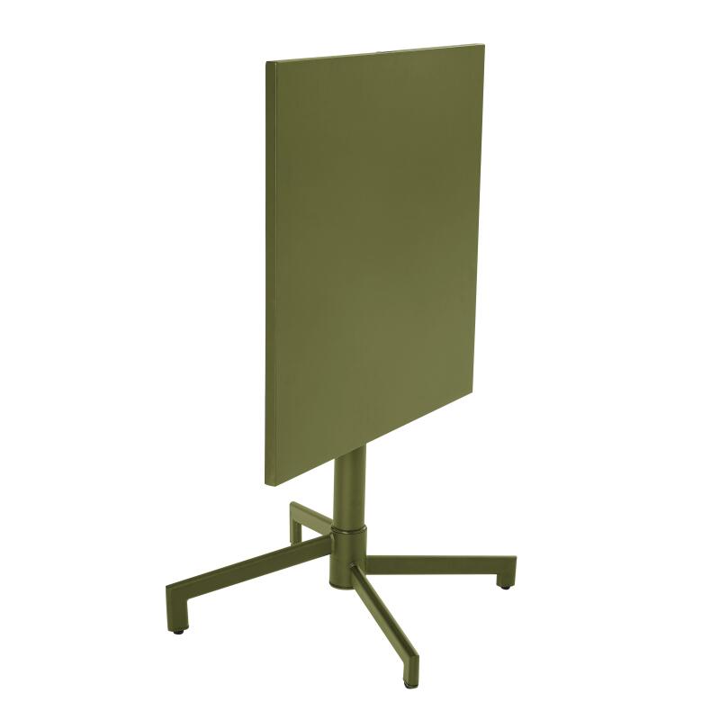 Table de terrasse de restaurant bistrot carrée inclinable en métal avec pied encastrable 70x70 cm et 2 chaises avec accoudoirs (3/9)