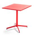 Table de terrasse de restaurant bistrot carrée inclinable en métal 70x70 cm et 2 chaises avec accoudoirs
