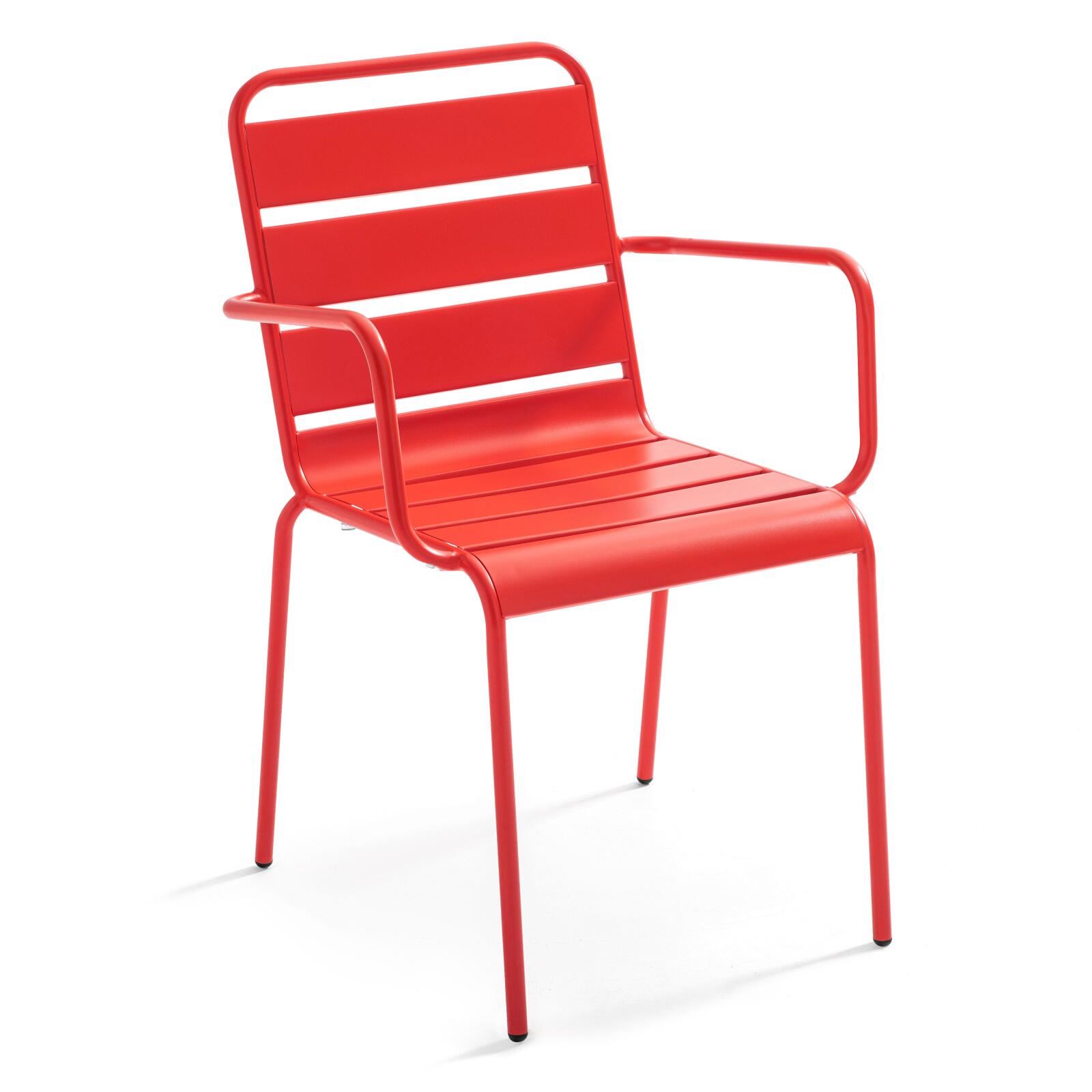 Table de terrasse de restaurant bistrot carrée inclinable en métal 70x70 cm et 2 chaises avec accoudoirs