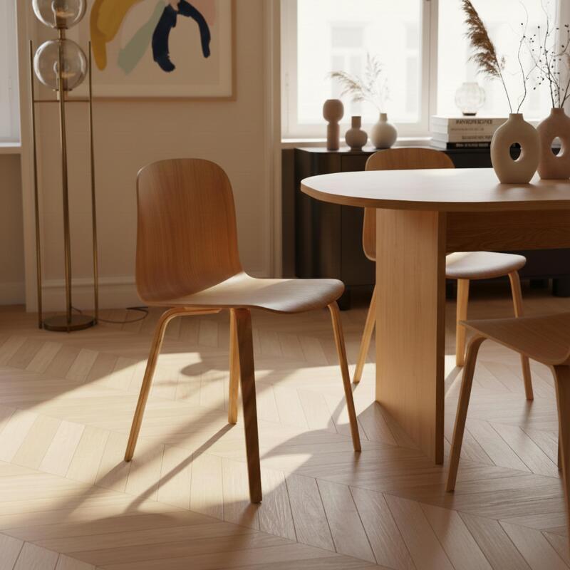 Chaises de restaurant en contreplaqué chêne naturel FSC® - Lot de 2