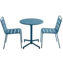 Table de terrasse bistrot ronde inclinable en métal Ø70 cm et 2 chaises
