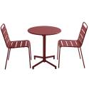Table de terrasse bistrot ronde inclinable en métal Ø70 cm et 2 chaises