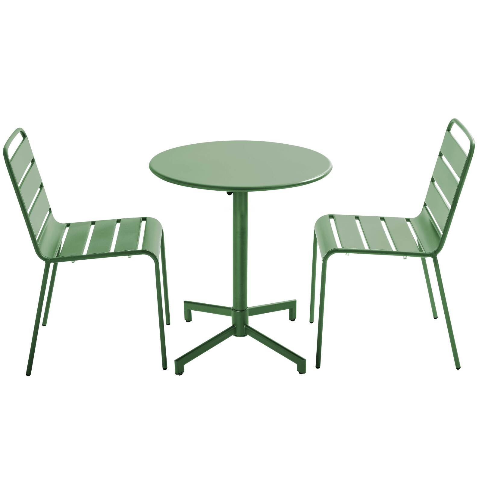 Table de terrasse bistrot ronde inclinable en métal Ø70 cm et 2 chaises