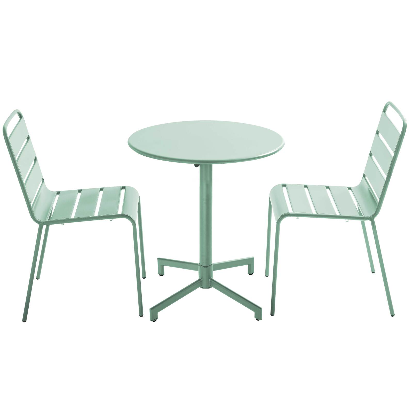 Table de terrasse bistrot ronde inclinable en métal Ø70 cm et 2 chaises