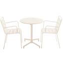 Table de terrasse bistrot ronde inclinable en métal avec pied encastrable 70x70 cm et 2 chaises avec accoudoirs