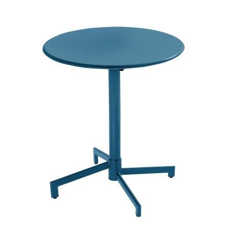 Table de terrasse bistrot ronde inclinable en métal avec pied encastrable 70x70 cm et 2 chaises avec accoudoirs