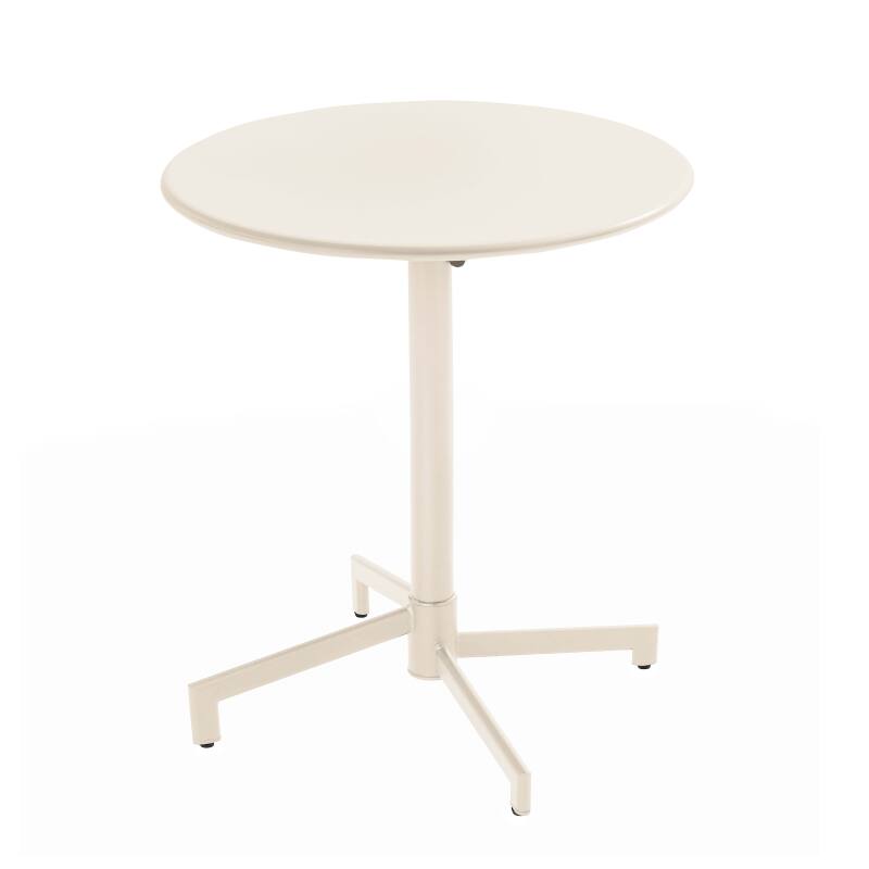 Table de terrasse bistrot ronde inclinable en métal avec pied encastrable 70x70 cm et 2 chaises avec accoudoirs
