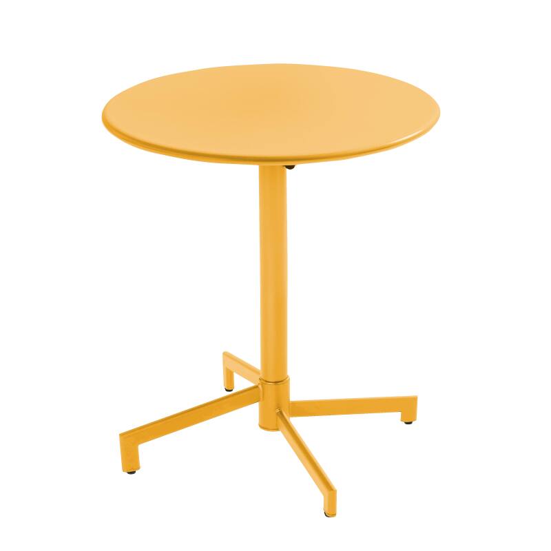 Table de terrasse bistrot ronde inclinable en métal avec pied encastrable 70x70 cm et 2 chaises avec accoudoirs