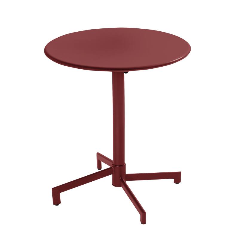 Table de terrasse bistrot ronde inclinable en métal avec pied encastrable 70x70 cm et 2 chaises avec accoudoirs