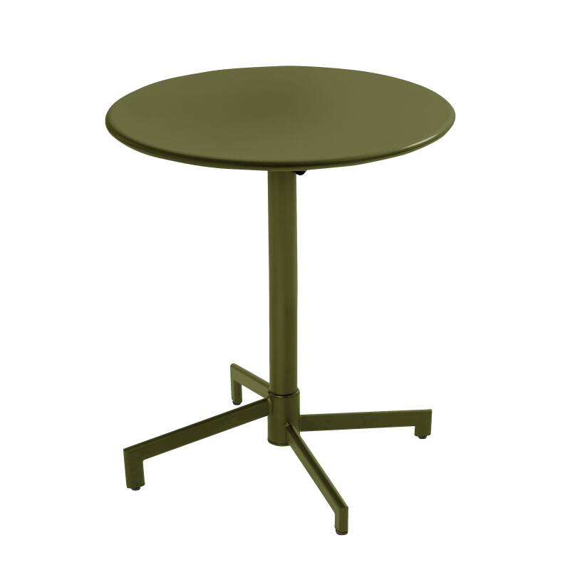 Table de terrasse bistrot ronde inclinable en métal avec pied encastrable 70x70 cm et 2 chaises avec accoudoirs